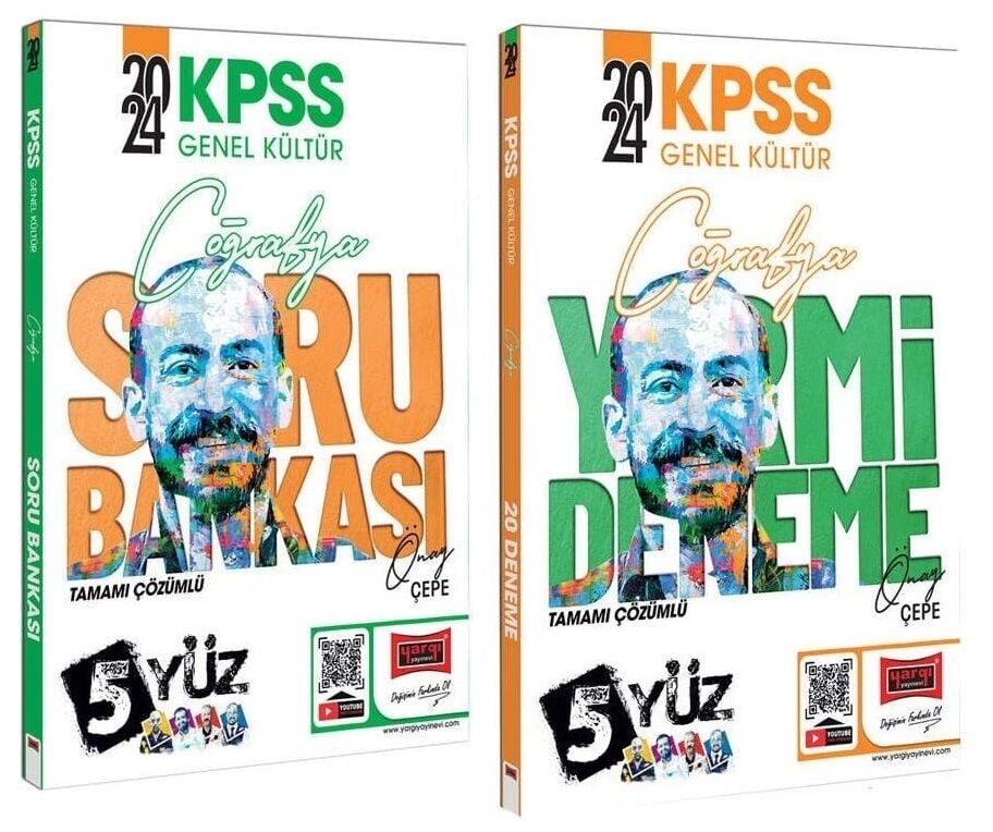 SÜPER FİYAT - Yargı 2024 KPSS Coğrafya 5Yüz Soru Bankası + 20 Deneme 2 li Set - Önay Çepe Yargı Yayınları