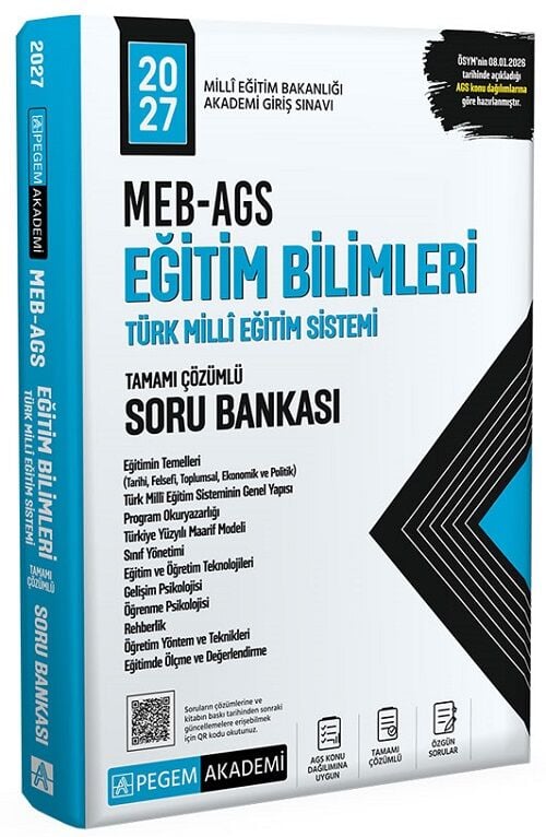 Pegem 2027 MEB-AGS Eğitim Bilimleri ve Türk Milli Eğitim Sistemi Soru Bankası Çözümlü Pegem Akademi Yayınları
