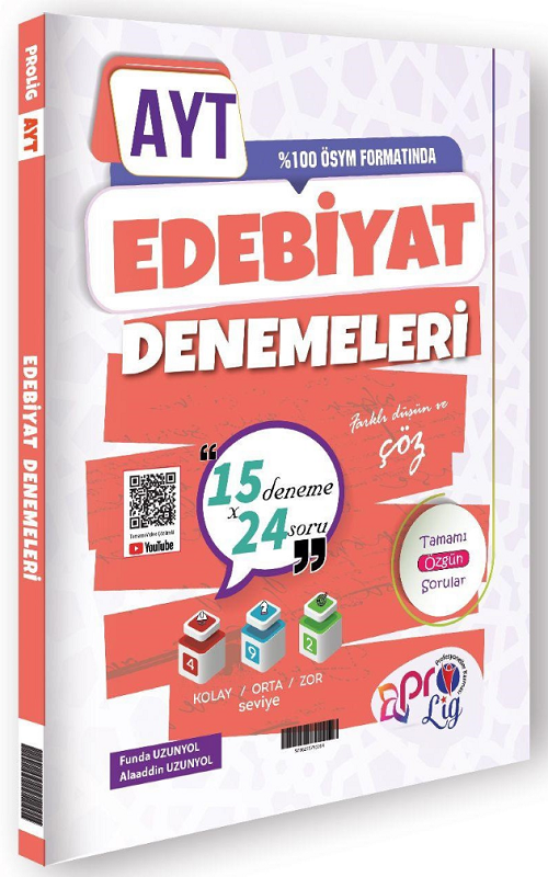 Prolig YKS AYT Edebiyat 15 Deneme Çözümlü Prolig Yayınları