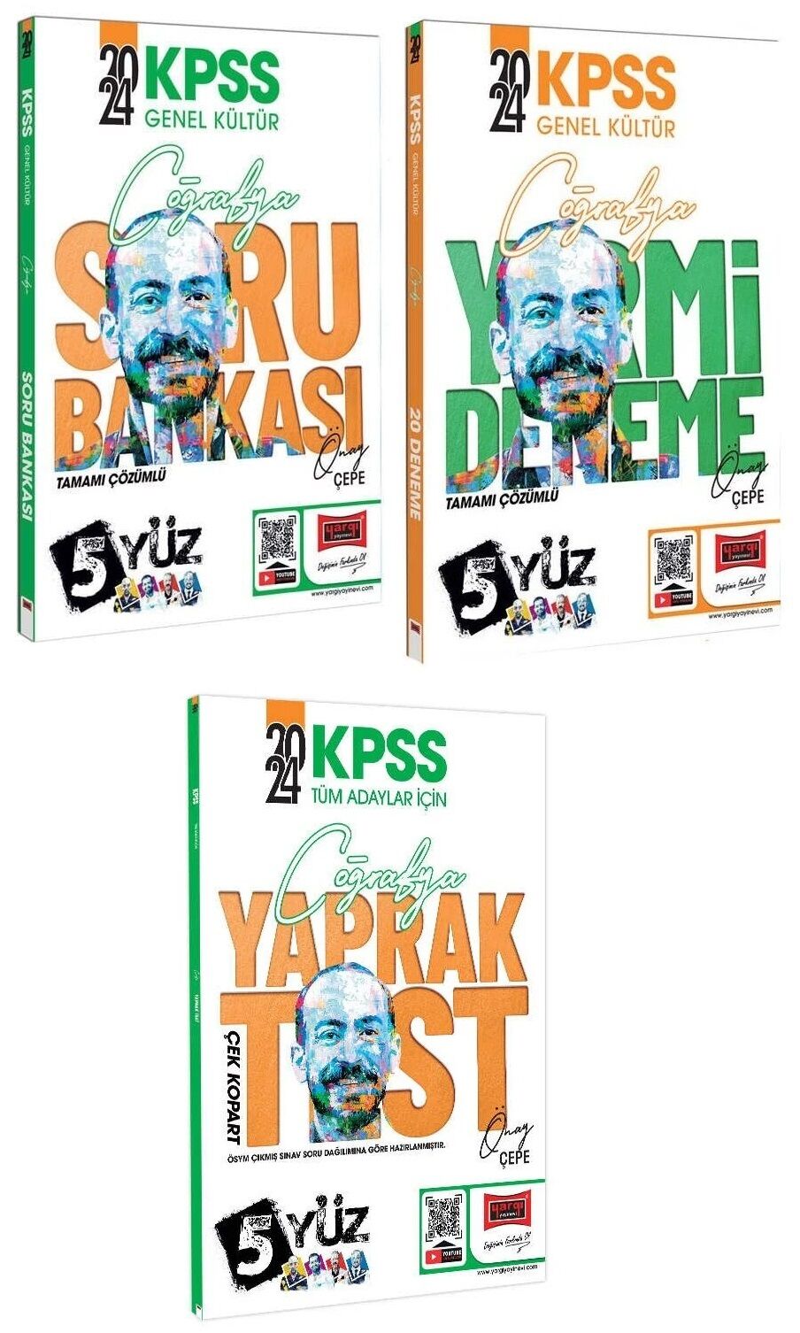 SÜPER FİYAT - Yargı 2024 KPSS Coğrafya 5Yüz Soru Bankası + 20 Deneme + Yaprak Test 3 lü Set - Önay Çepe Yargı Yayınları