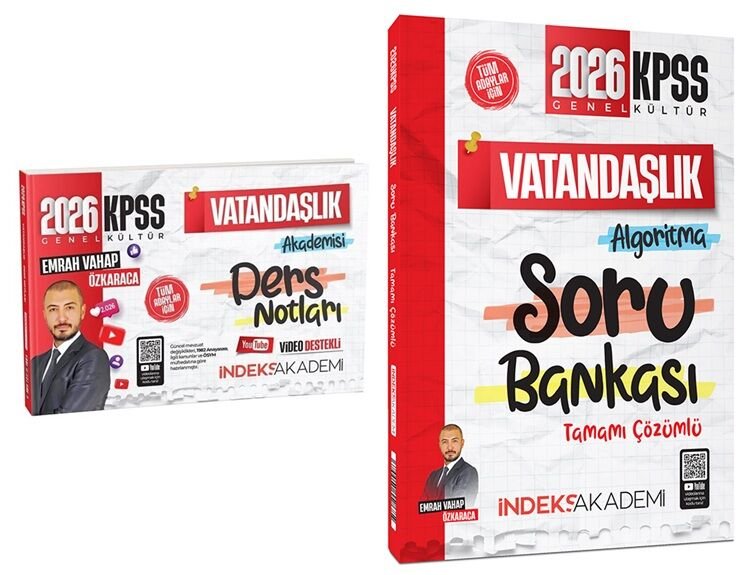 ÖN SİPARİŞ - İndeks Akademi 2026 KPSS Vatandaşlık Akademisi Video Ders Notları + Soru Bankası 2 li Set - Emrah Vahap Özkaraca İndeks Akademi Yayıncılık