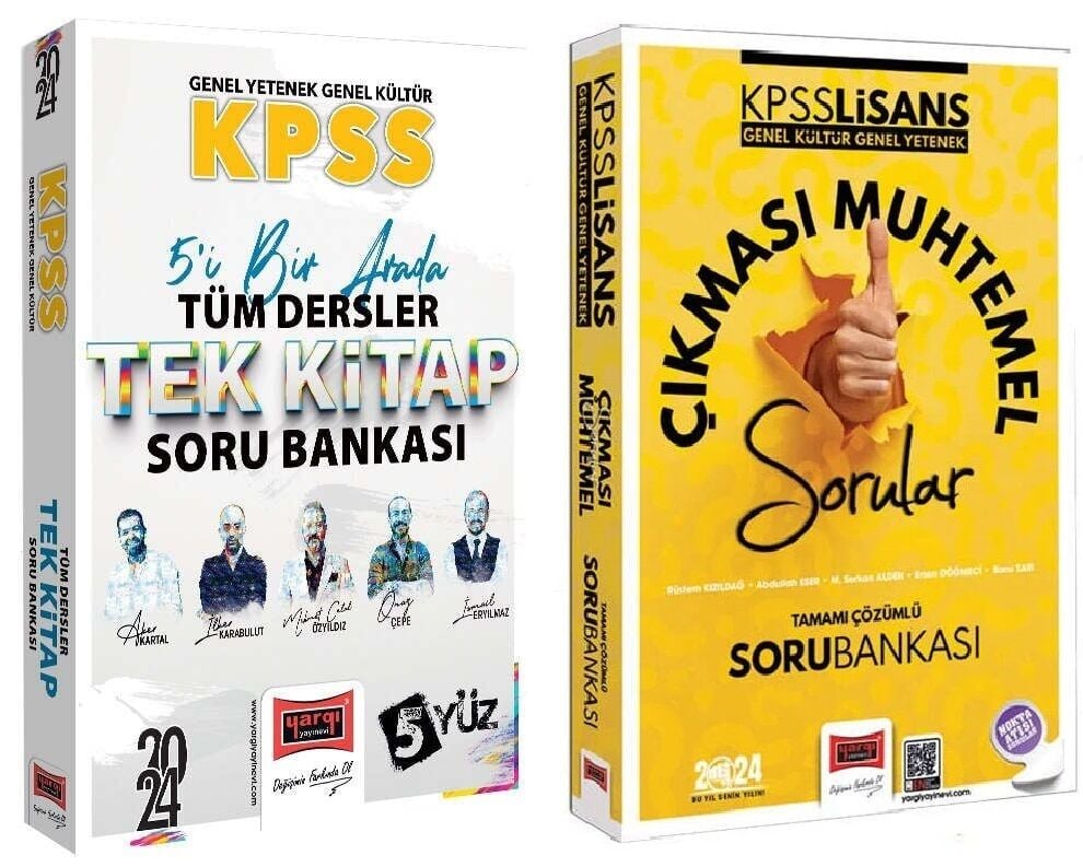 SÜPER FİYAT - Yargı 2024 KPSS Genel Yetenek Genel Kültür Soru Bankası 2 li Set Yargı Yayınları