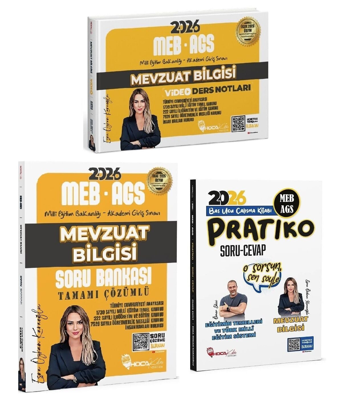 YENİ AGS - Hoca Kafası 2026 MEB-AGS Mevzuat Bilgisi Video Ders Notları + Soru Bankası + Pratiko Soru Cevap 3 lü Set- Esra Özkan Karaoğlu, Ömer Ekici Hoca Kafası Yayınları