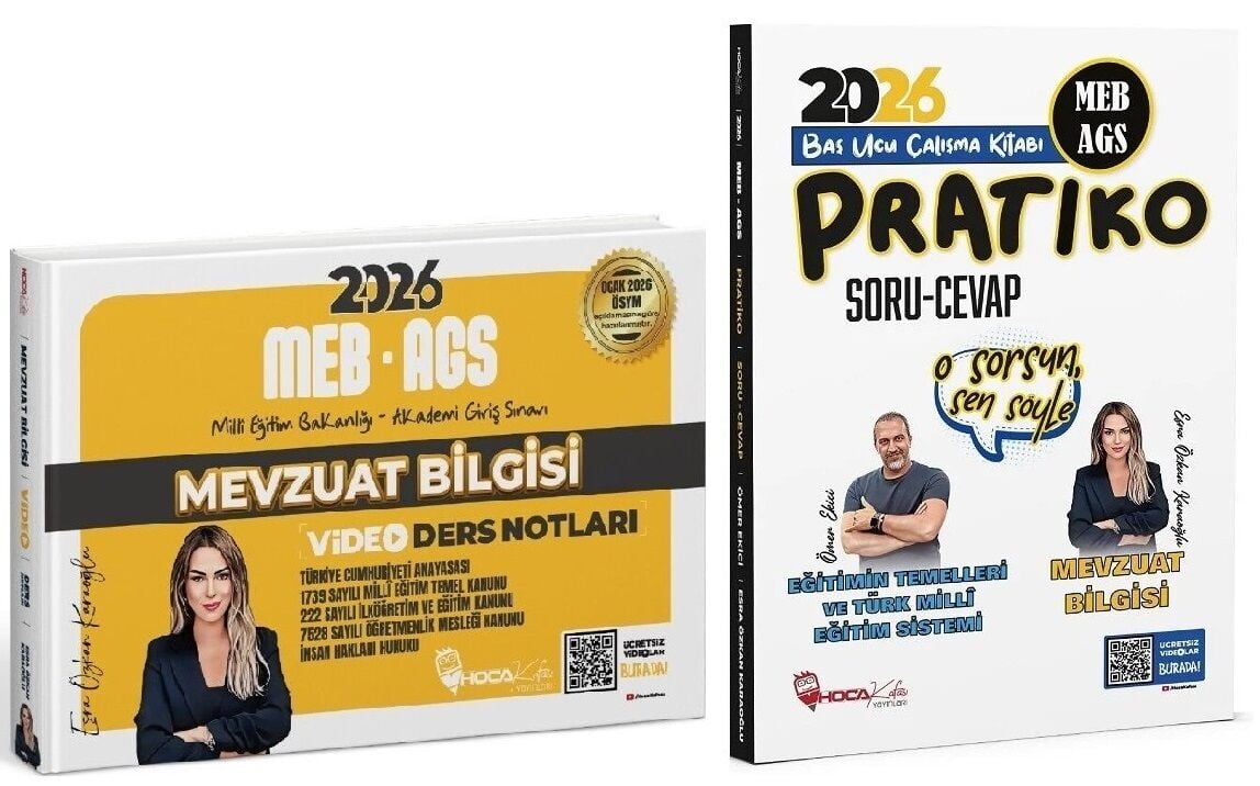 YENİ AGS - Hoca Kafası 2026 MEB-AGS Mevzuat Bilgisi Video Ders Notları + Pratiko Soru Cevap 2 li Set- Esra Özkan Karaoğlu, Ömer Ekici Hoca Kafası Yayınları