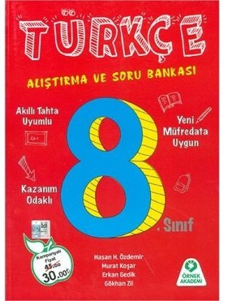 SÜPER FİYAT - Örnek Akademi 8. Sınıf Türkçe Alıştırma ve Soru Bankası Örnek Akademi Yayınları