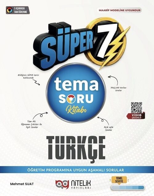 Nitelik 7. Sınıf Türkçe Süper Tema Soru Kitabı Nitelik Yayınları