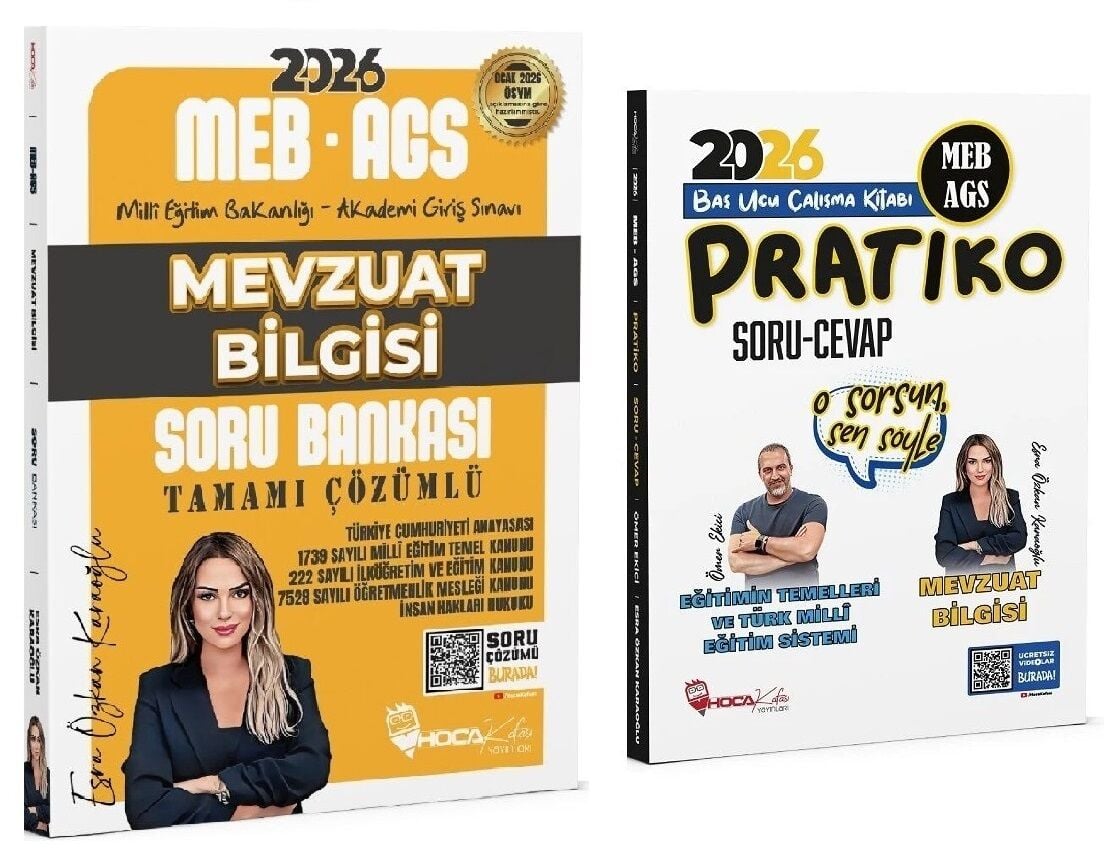 YENİ AGS - Hoca Kafası 2026 MEB-AGS Mevzuat Bilgisi Soru Bankası + Pratiko Soru Cevap 2 li Set- Esra Özkan Karaoğlu, Ömer Ekici Hoca Kafası Yayınları