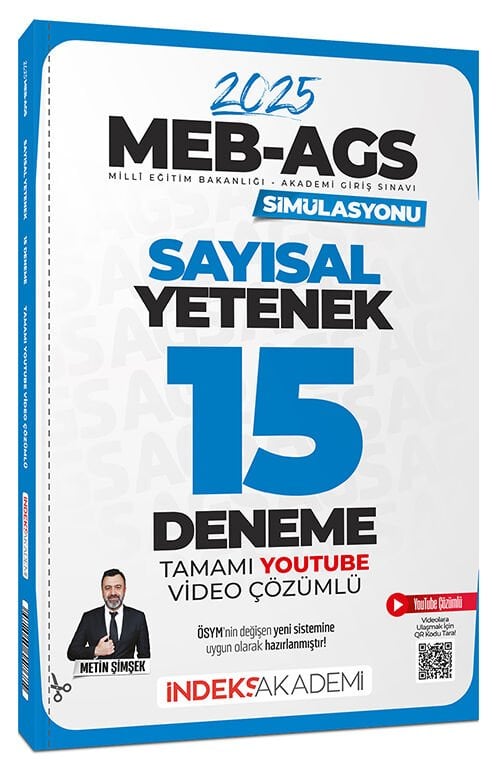 SÜPER FİYAT - İndeks Akademi 2025 MEB-AGS Simülasyonu Sayısal Yetenek 15 Deneme Çözümlü - Metin Şimşek İndeks Akademi Yayıncılık