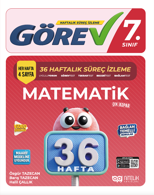 Nitelik 7. Sınıf Matematik Görev Maarif Model 36 Haftalık Süreç İzleme Nitelik Yayınları