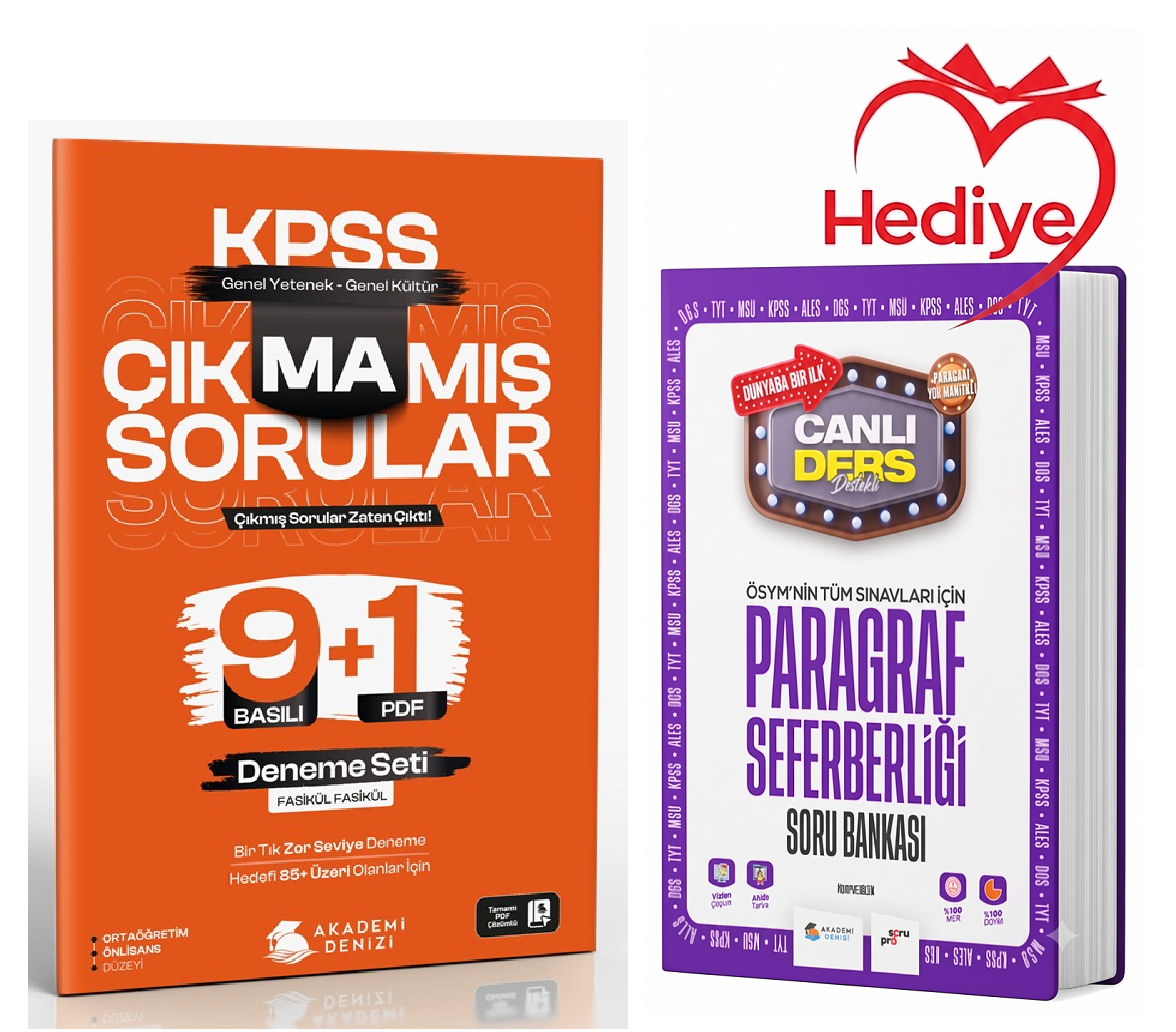 HEDİYELİ - Akademi Denizi KPSS Lise Ortaöğretim Ön Lisans Çıkmamış Sorular 9+1 Deneme Çözümlü Akademi Denizi