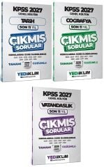 Yediiklim 2027 KPSS Tarih + Coğrafya + Vatandaşlık Çıkmış Sorular Son 11 Yıl Konularına Göre 3 lü Set Yediiklim Yayınları