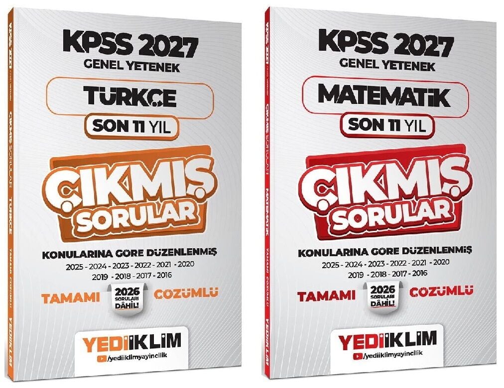 Yediiklim 2027 KPSS Türkçe + Matematik Çıkmış Sorular Son 11 Yıl Konularına Göre 2 li Set Yediiklim Yayınları