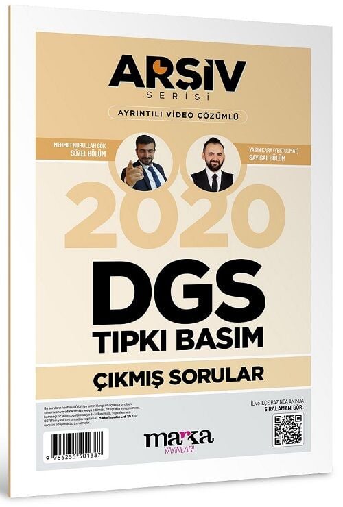 Marka DGS 2020 Sınavı Çıkmış Sorular Tıpkı Basım Çözümlü Marka Yayınları