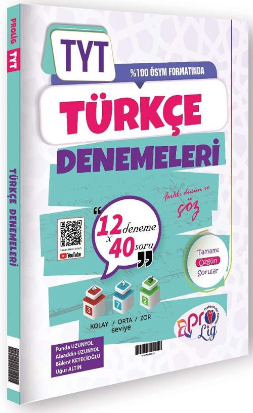Prolig YKS TYT Türkçe 12 Deneme Çözümlü Prolig Yayınları