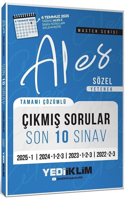 Yediiklim 2026 ALES Master Sözel Yetenek Çıkmış Sorular Son 10 Sınav Çözümlü Yediiklim Yayınları