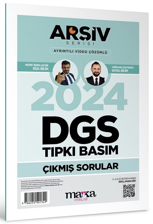 Marka DGS 2024 Sınavı Çıkmış Sorular Tıpkı Basım Çözümlü Yektuğ Mat - Yasin Kara Marka Yayınları