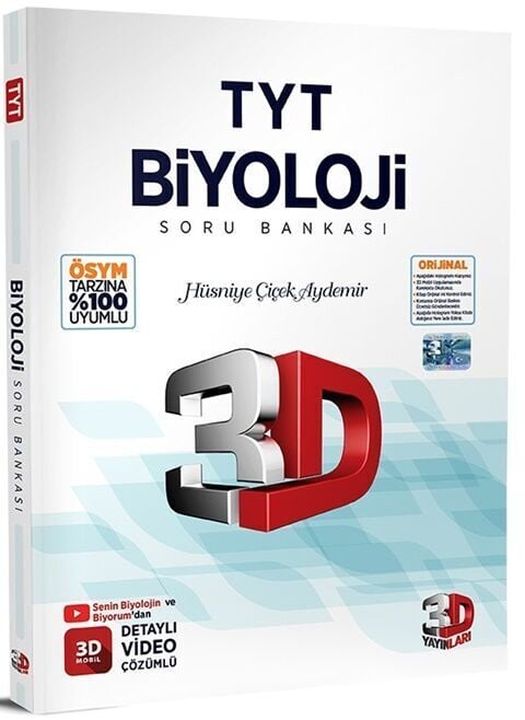 3D Yayınları YKS TYT Biyoloji Soru Bankası Video Çözümlü Çözüm Yayınları
