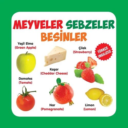 Türkçe İngilizce Meyveler Sebzeler Besinler Parıltı Yayınları