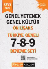 Pegem 2026 KPSS Ön Lisans Türkiye Geneli 3 Deneme (7-8-9) Pegem Akademi Yayınları