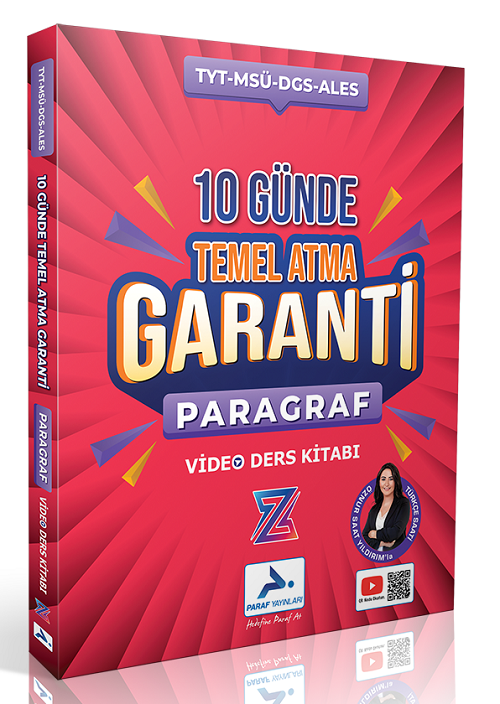 Paraf YKS TYT MSÜ DGS ALES Paragraf Türkçe Saati Z Takımı 10 Günde Temel Atma Garanti Video Ders Kitabı - Öznur Saat Yıldırım Paraf Yayınları