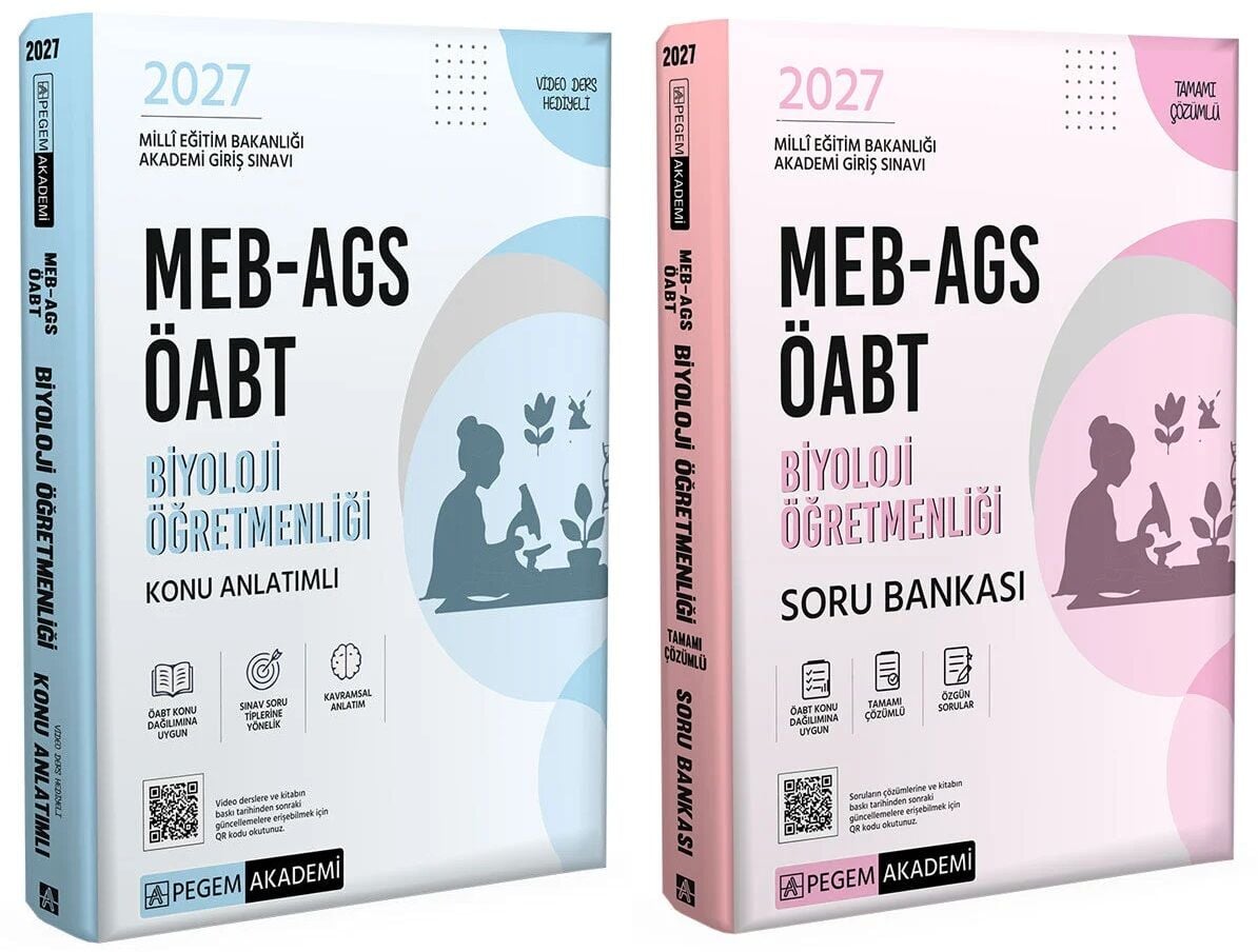 Pegem 2027 ÖABT MEB-AGS Biyoloji Öğretmenliği Konu Anlatımlı + Soru Bankası 2 li Set Pegem Akademi Yayınları