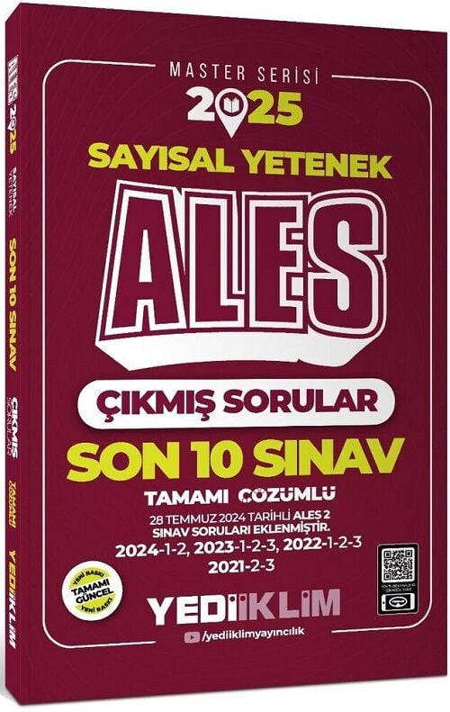 SÜPER FİYAT - Yediiklim 2025 ALES Master Sayısal Yetenek Çıkmış Sorular Son 10 Sınav Çözümlü Yediiklim Yayınları