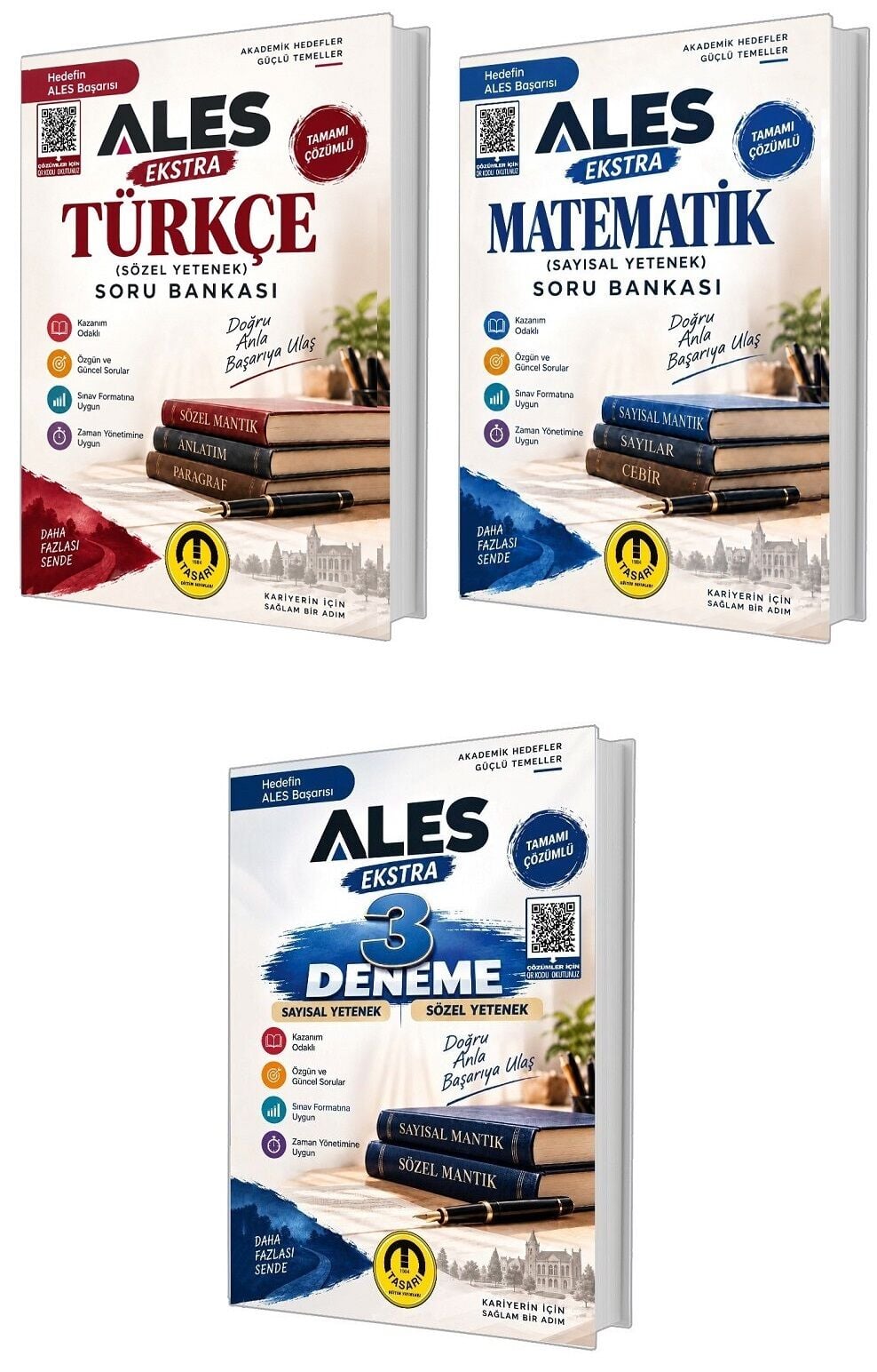 Tasarı ALES Türkçe Sözel Yetenek + Matematik Sayısal Yetenek EKSTRA Soru Bankası + 3 Deneme 3 lü Set Tasarı Yayınları