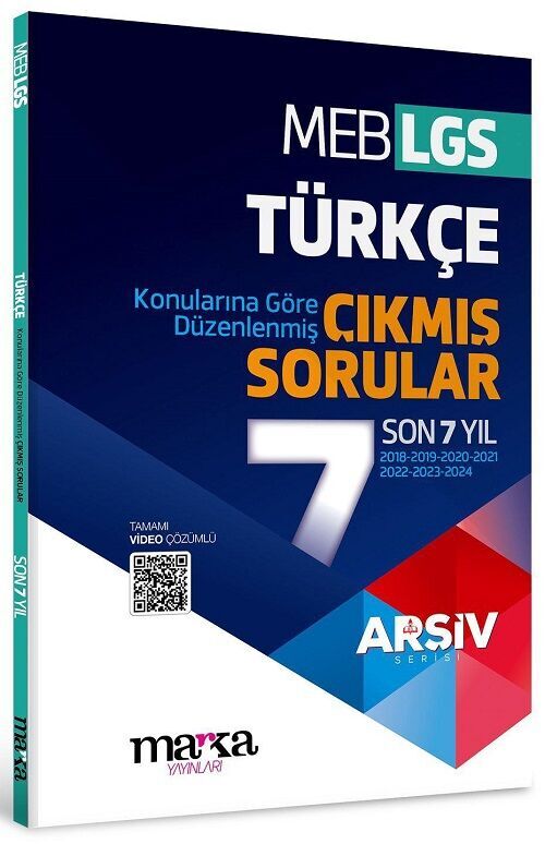 SÜPER FİYAT - Marka 2025 8. Sınıf LGS Türkçe Çıkmış Sorular Son 7 Yıl Tıpkı Basım Çözümlü Arşiv Serisi Marka Yayınları