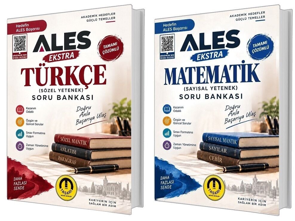 Tasarı ALES Türkçe Sözel Yetenek + Matematik Sayısal Yetenek EKSTRA Soru Bankası 2 li Set Tasarı Yayınları