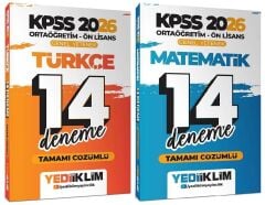 Yediiklim 2026 KPSS Lise Ortaöğretim Ön Lisans Türkçe + Matematik 14+14 Deneme 2 li Set Yediiklim Yayınları