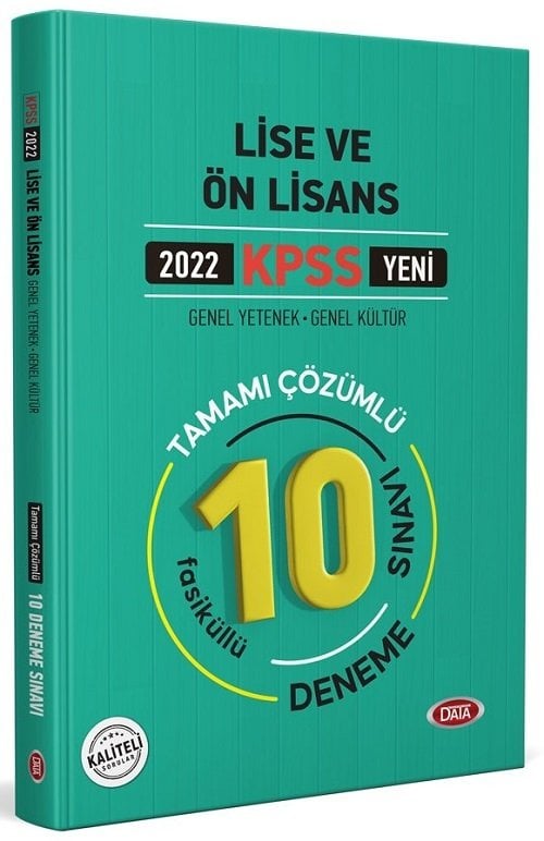 Data 2022 KPSS Lise Ön Lisans Fasiküllü 10 Deneme Çözümlü Data Yayınları