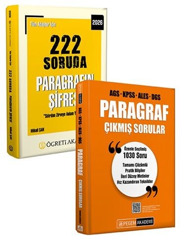 Pegem + Öğreti KPSS MEB-AGS ALES DGS Paragraf Çıkmış Sorular + Soru Bankası 2 li Set Pegem + Öğreti Akademi Yayınları