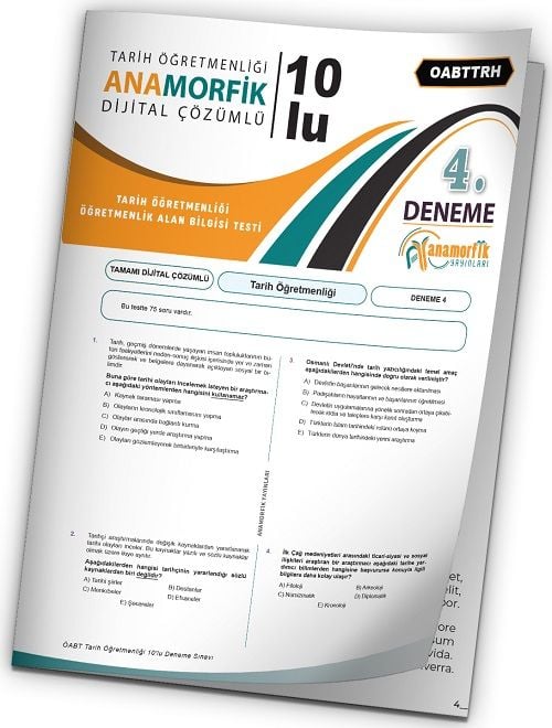 Anamorfik 2023 ÖABT Tarih Öğretmenliği Türkiye Geneli Deneme 4. Kitapçık Dijital Çözümlü Anamorfik Yayınları