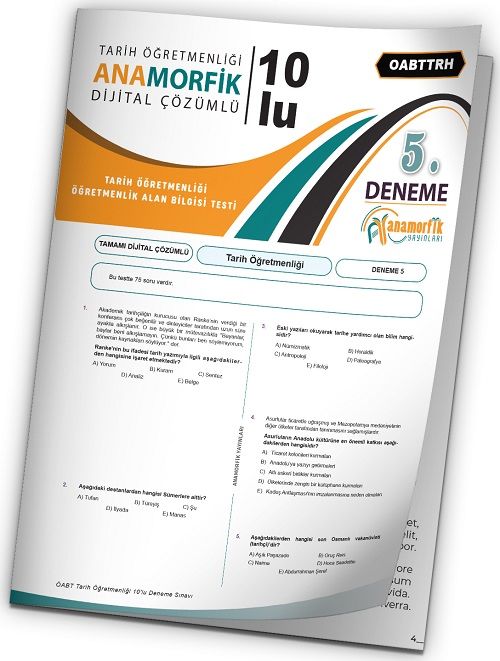Anamorfik 2023 ÖABT Tarih Öğretmenliği Türkiye Geneli Deneme 5. Kitapçık Dijital Çözümlü Anamorfik Yayınları