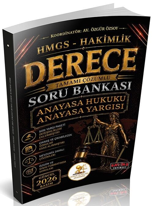 Savaş 2026 HUKAL DERECE HMGS Hakimlik Anayasa Hukuku, Anayasa Yargısı Soru Bankası Çözümlü Savaş Yayınları