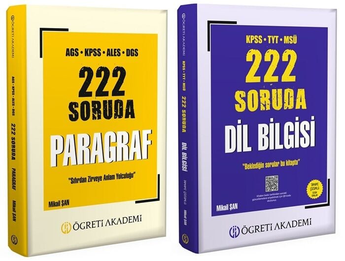 Öğreti KPSS MEB-AGS ALES DGS 222 Soruda Paragraf + Dil Bilgisi Soru Bankası 2 li Set - Mikail Şan Öğreti Akademi