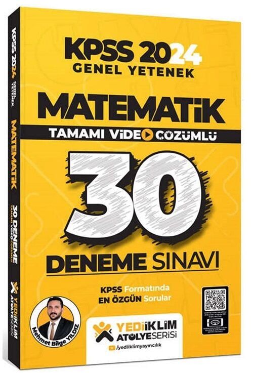 SÜPER FİYAT - Yediiklim 2024 KPSS Matematik Atölye 30 Deneme Çözümlü - Mehmet Bilge Yıldız Yediiklim Yayınları