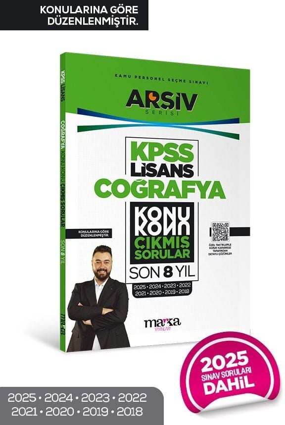Marka 2026 KPSS Lisans Coğrafya Çıkmış Sorular Son 8 Yıl Konularına Göre Çözümlü ARŞİV Serisi Marka Yayınları
