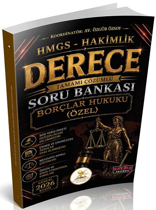 Savaş 2026 HUKAL DERECE HMGS Hakimlik Borçlar Hukuku Özel Hükümler Soru Bankası Çözümlü Savaş Yayınları