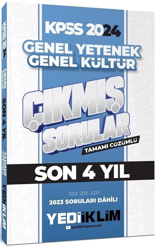 SÜPER FİYAT - Yediiklim 2024 KPSS Genel Yetenek Genel Kültür Çıkmış Sorular Son 4 Yıl Çözümlü Yediiklim Yayınları