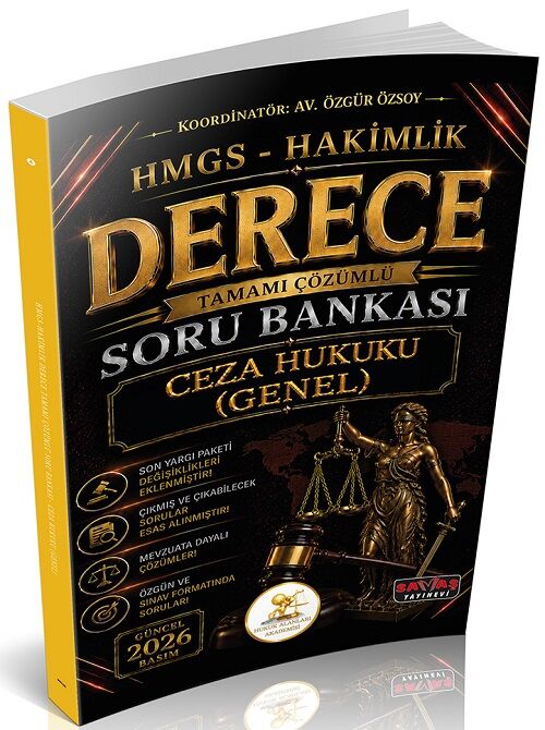 Savaş 2026 HUKAL DERECE HMGS Hakimlik Ceza Hukuku Genel Hükümler Soru Bankası Çözümlü Savaş Yayınları