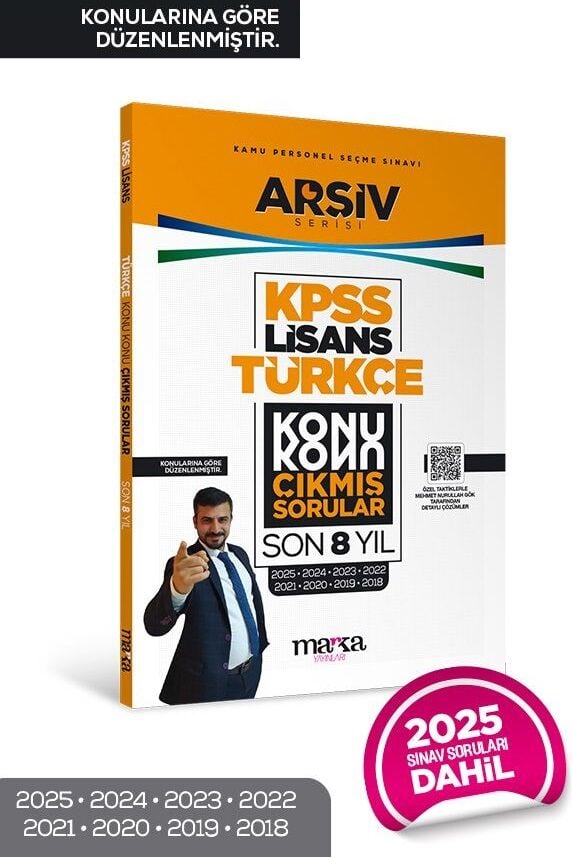 Marka 2026 KPSS Lisans Türkçe Çıkmış Sorular Son 8 Yıl Konularına Göre Çözümlü ARŞİV Serisi Marka Yayınları
