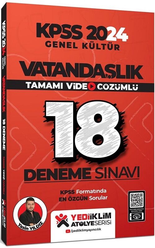SÜPER FİYAT - Yediiklim 2024 KPSS Vatandaşlık Atölye 18 Deneme Çözümlü - Yasin Yıldız Yediiklim Yayınları