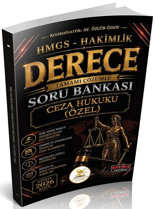 Savaş 2026 HUKAL DERECE HMGS Hakimlik Ceza Hukuku Özel Hükümler Soru Bankası Çözümlü Savaş Yayınları