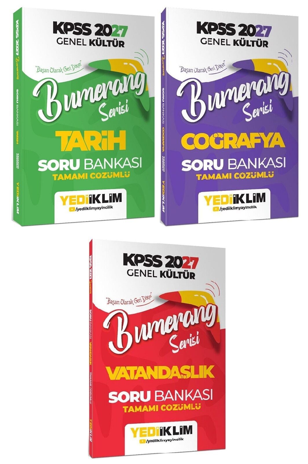 Yediiklim 2027 KPSS Tarih + Coğrafya + Vatandaşlık Bumerang Soru Bankası 3 lü Set Yediiklim Yayınları