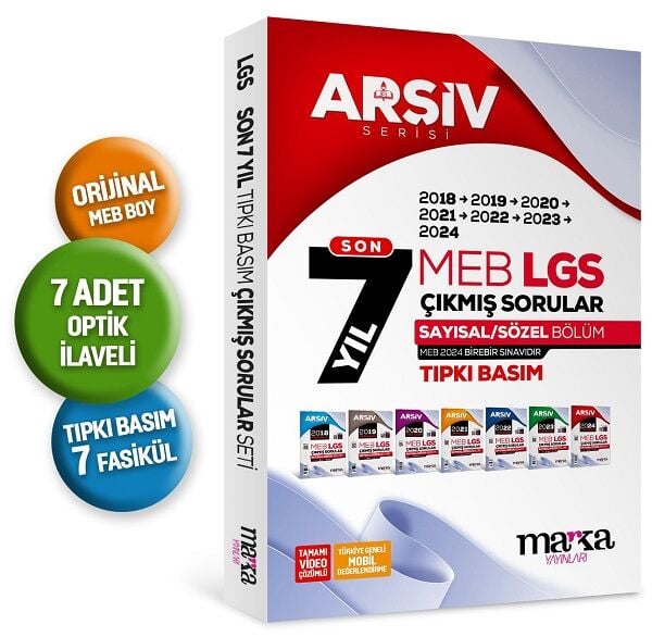 Marka 2025 8. Sınıf LGS Çıkmış Sorular Son 7 Yıl Tıpkı Basım Arşiv Serisi Çözümlü Marka Yayınları