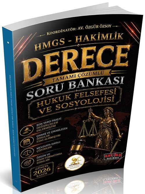 Savaş 2026 HUKAL DERECE HMGS Hakimlik Hukuk Felsefesi ve Sosyolojisi Soru Bankası Çözümlü Savaş Yayınları