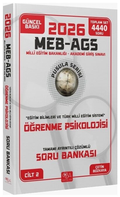 YENİ AGS - CBA Yayınları 2026 MEB-AGS Eğitim Bilimleri Öğrenme Psikolojisi Soru Bankası Çözümlü Pusula Serisi - Çetin Bozkaya CBA Yayınları