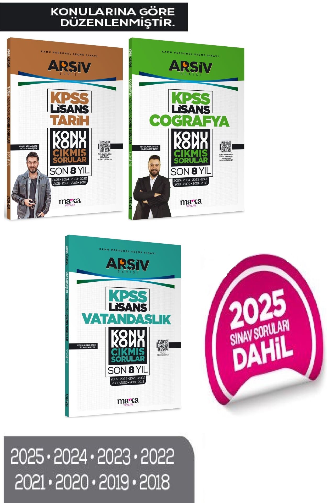 Marka 2026 KPSS Lisans Tarih + Coğrafya + Vatandaşlık Çıkmış Sorular Son 8 Yıl Konularına Göre 3 lü Set ARŞİV Serisi Marka Yayınları