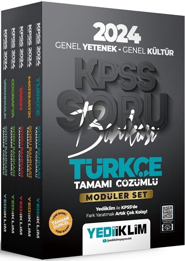 SÜPER FİYAT - Yediiklim 2024 KPSS Genel Yetenek Genel Kültür Soru Bankası Modüler Set Çözümlü Yediiklim Yayınları